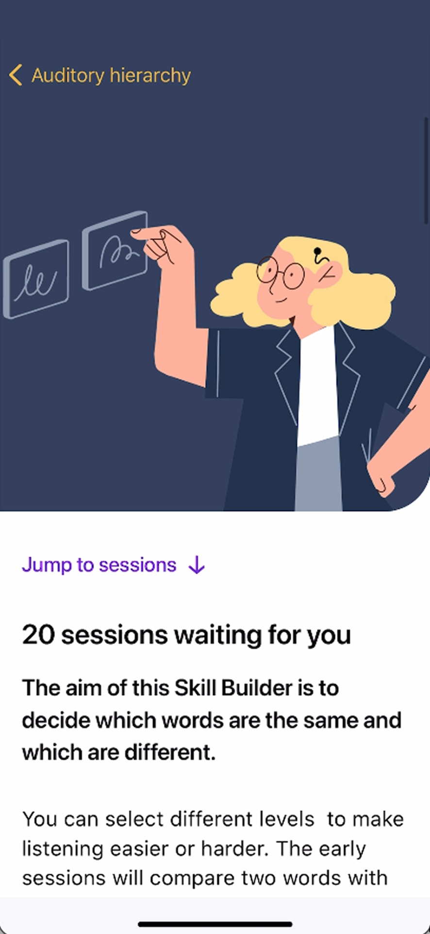 Cochlear Copilot — hearing rehabilitation exercise screen